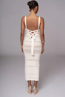 Ivory Sandy Shores Knit Midi Dress