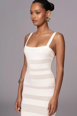 Ivory Sandy Shores Knit Midi Dress