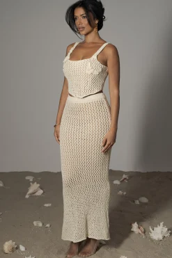 Ivory Sea Depths Maxi Skirt