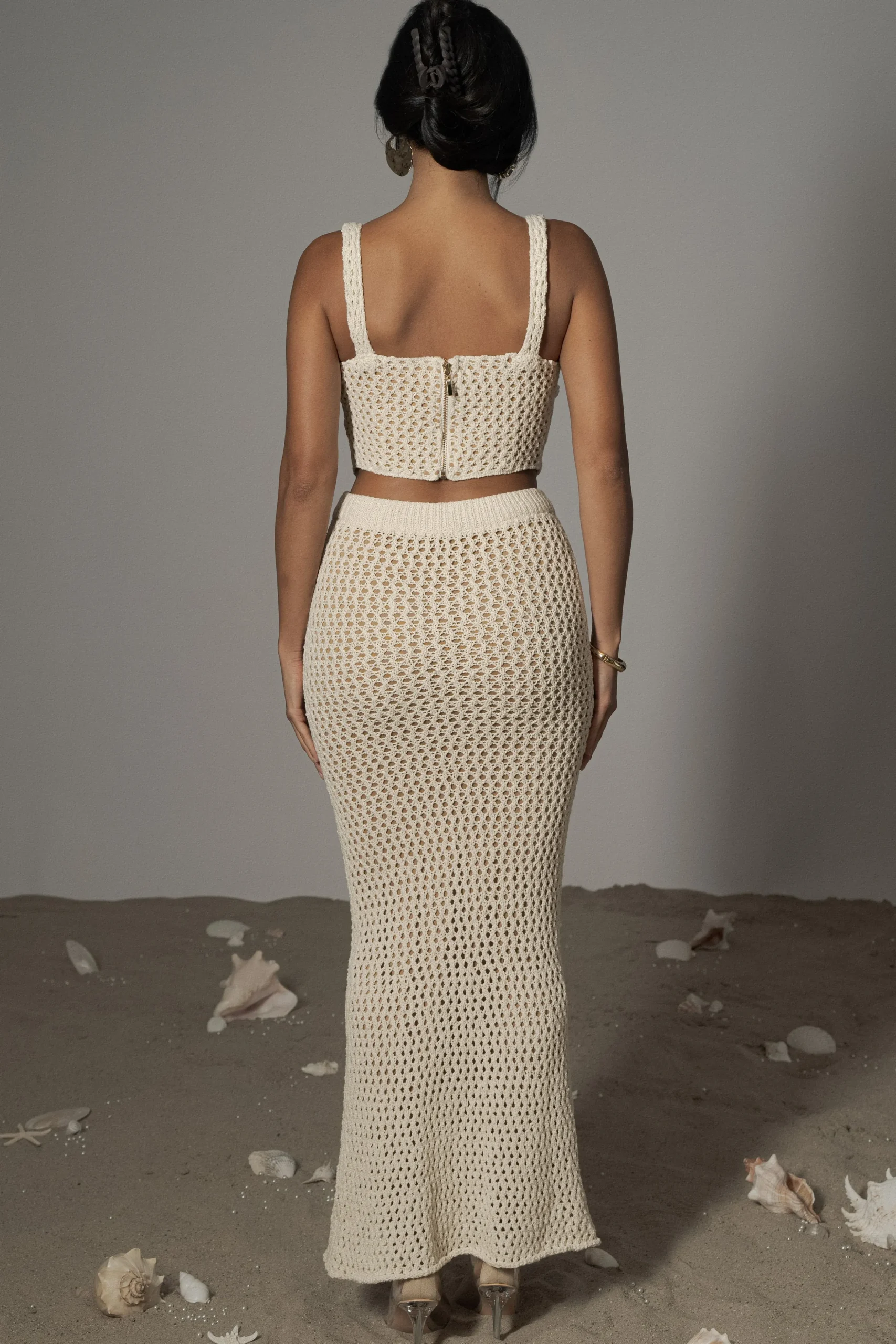 Ivory Sea Depths Maxi Skirt