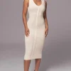 Ivory Sleeveless Cable Knit Dress