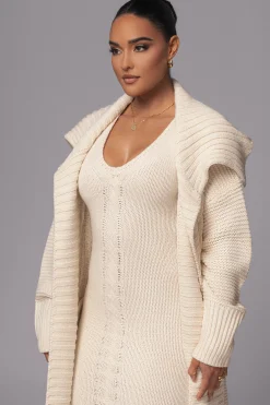 Ivory Sleeveless Cable Knit Dress