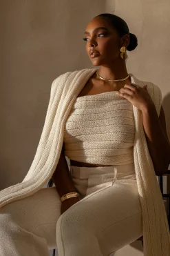 Ivory Soft Life Cable Knit Sweater Top