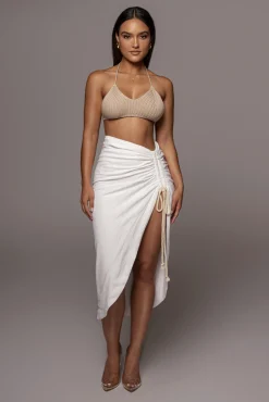Ivory Spring Ruched Linen Skirt