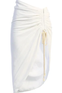 Ivory Spring Ruched Linen Skirt