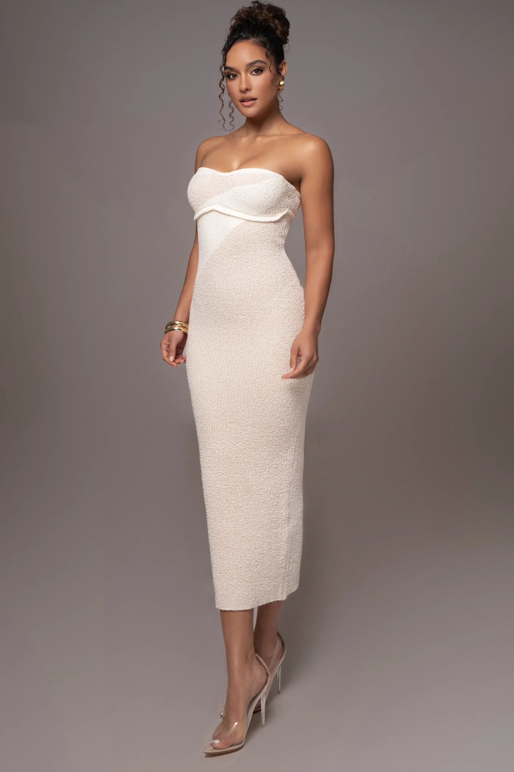 Ivory Sundown Strapless Midi Dress
