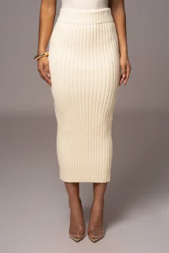 Ivory Take Me Home Ribbed Skirt