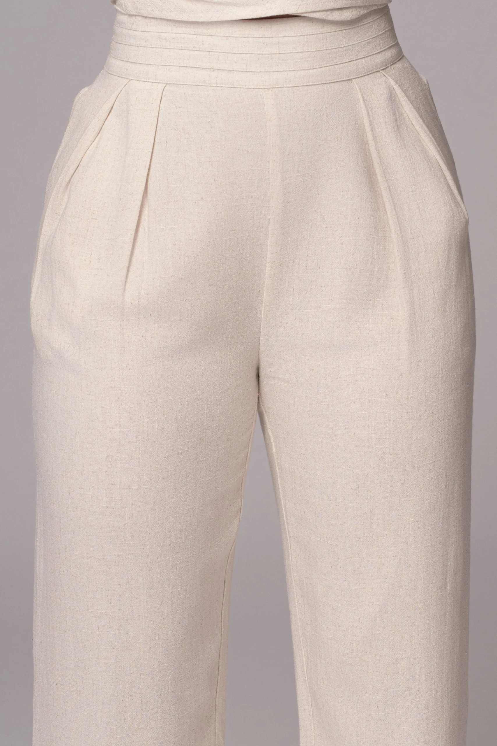 Ivory Villa Views Linen Trousers