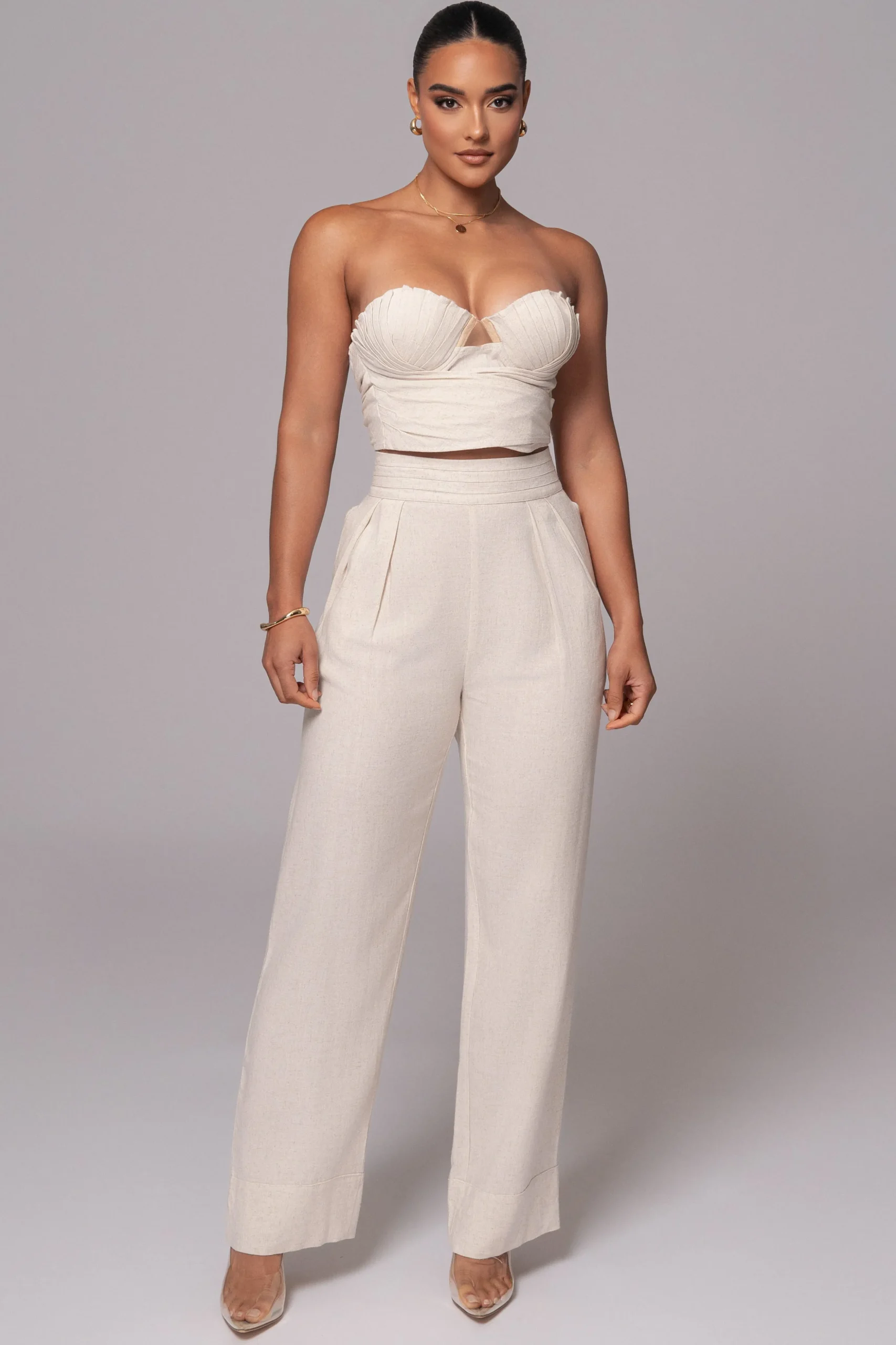 Ivory Villa Views Linen Trousers