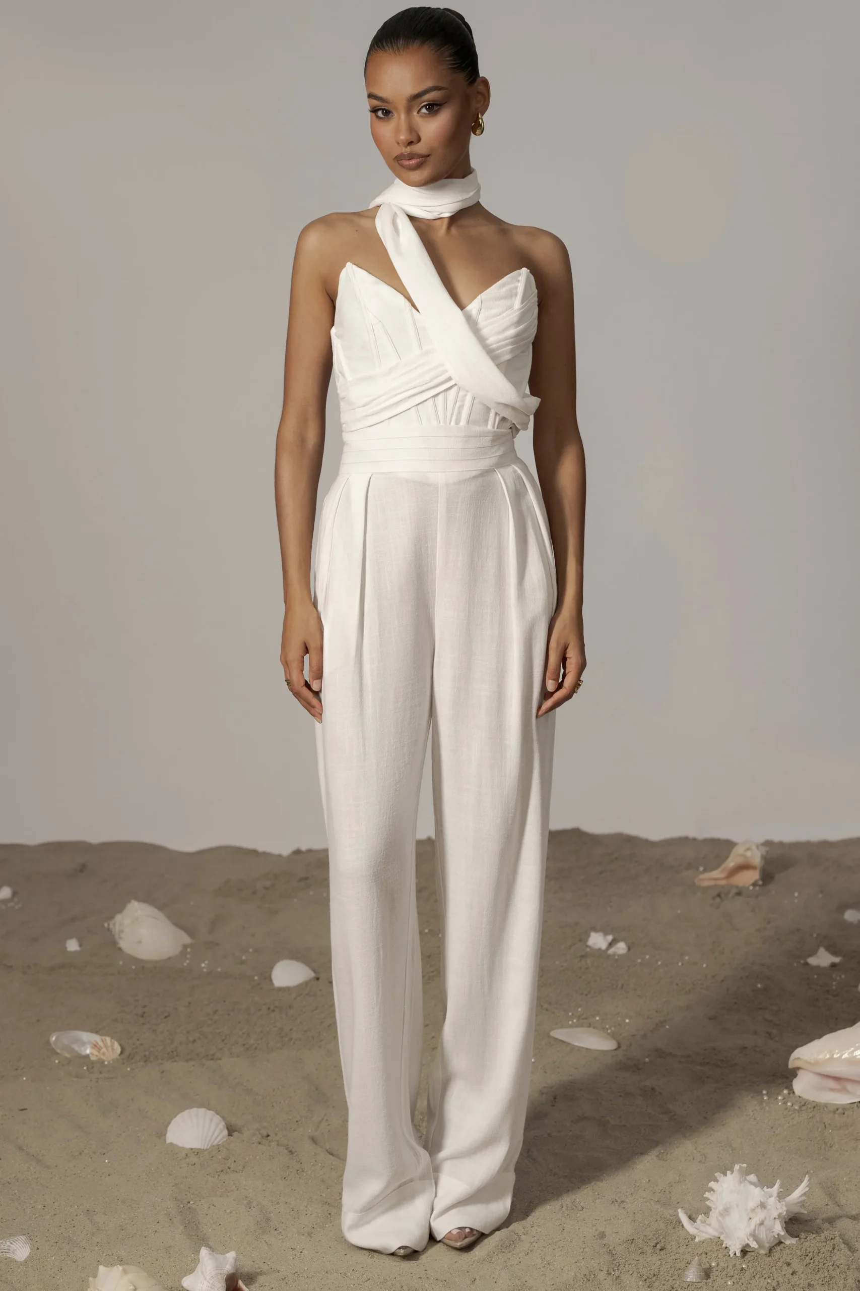Ivory Villa Views Linen Trousers