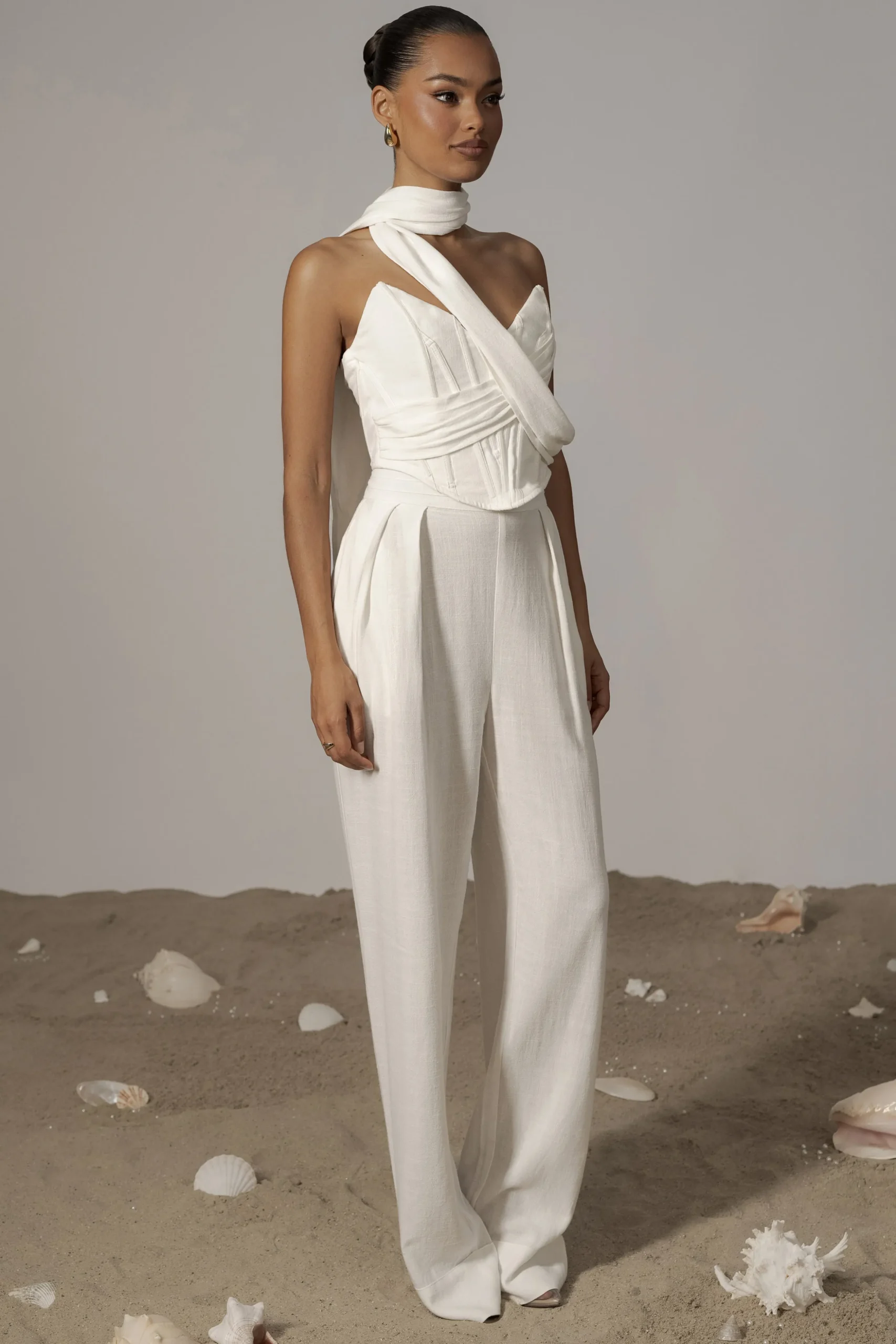Ivory Villa Views Linen Trousers