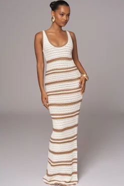 Ivory/Beige Destiny Knit Maxi Dress