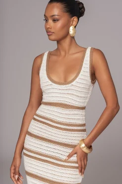 Ivory/Beige Destiny Knit Maxi Dress