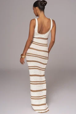 Ivory/Beige Destiny Knit Maxi Dress