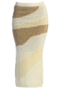 Ivory/Beige Monette Printed Knit Skirt
