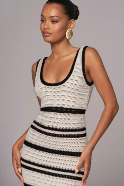 Ivory/Black Destiny Knit Maxi Dress