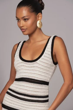 Ivory/Black Destiny Knit Maxi Dress