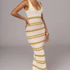 Ivory/Yellow Destiny Knit Maxi Dress