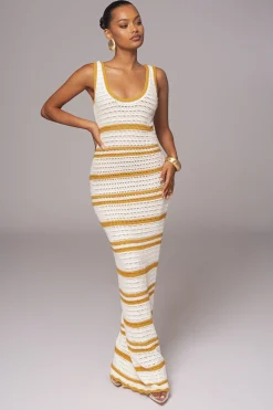 Ivory/Yellow Destiny Knit Maxi Dress