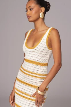 Ivory/Yellow Destiny Knit Maxi Dress