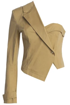 Khaki Amal One Shoulder Top