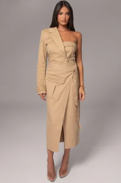 Khaki Amal One Shoulder Top