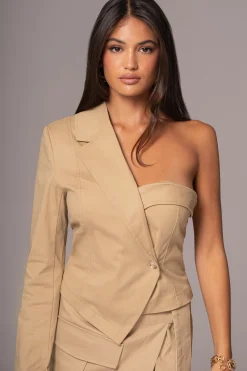 Khaki Amal One Shoulder Top