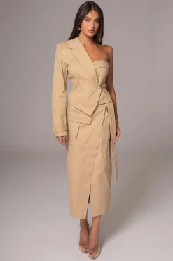 Khaki Amal One Shoulder Top
