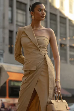 Khaki Amal One Shoulder Top