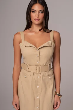 Khaki Forever Summer Belted Dress