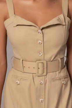 Khaki Forever Summer Belted Dress