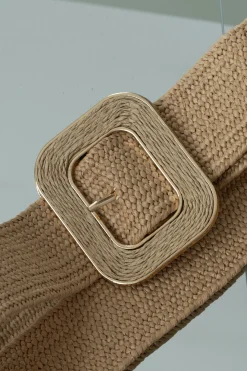 Khaki Square Buckle Woven Belt