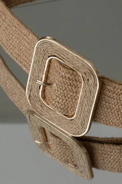 Khaki Square Buckle Woven Belt
