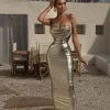 Light Gold Visions Of You Midi Dress