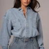 Light Wash Denim Brandi Oversized Button Up