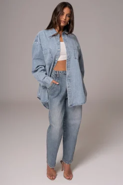 Light Wash Denim Brandi Oversized Button Up