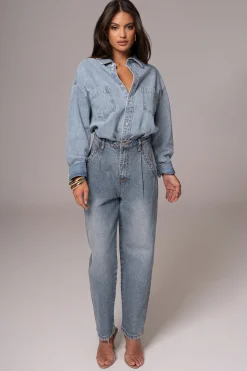 Light Wash Denim Brandi Oversized Button Up