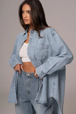 Light Wash Denim Brandi Oversized Button Up