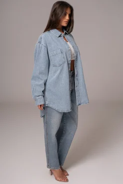 Light Wash Denim Brandi Oversized Button Up