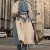 Light Wash Denim Leighton Belted Contrast Coat
