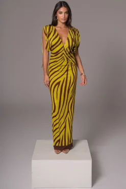 Lime Print Occasion Print Maxi Dress