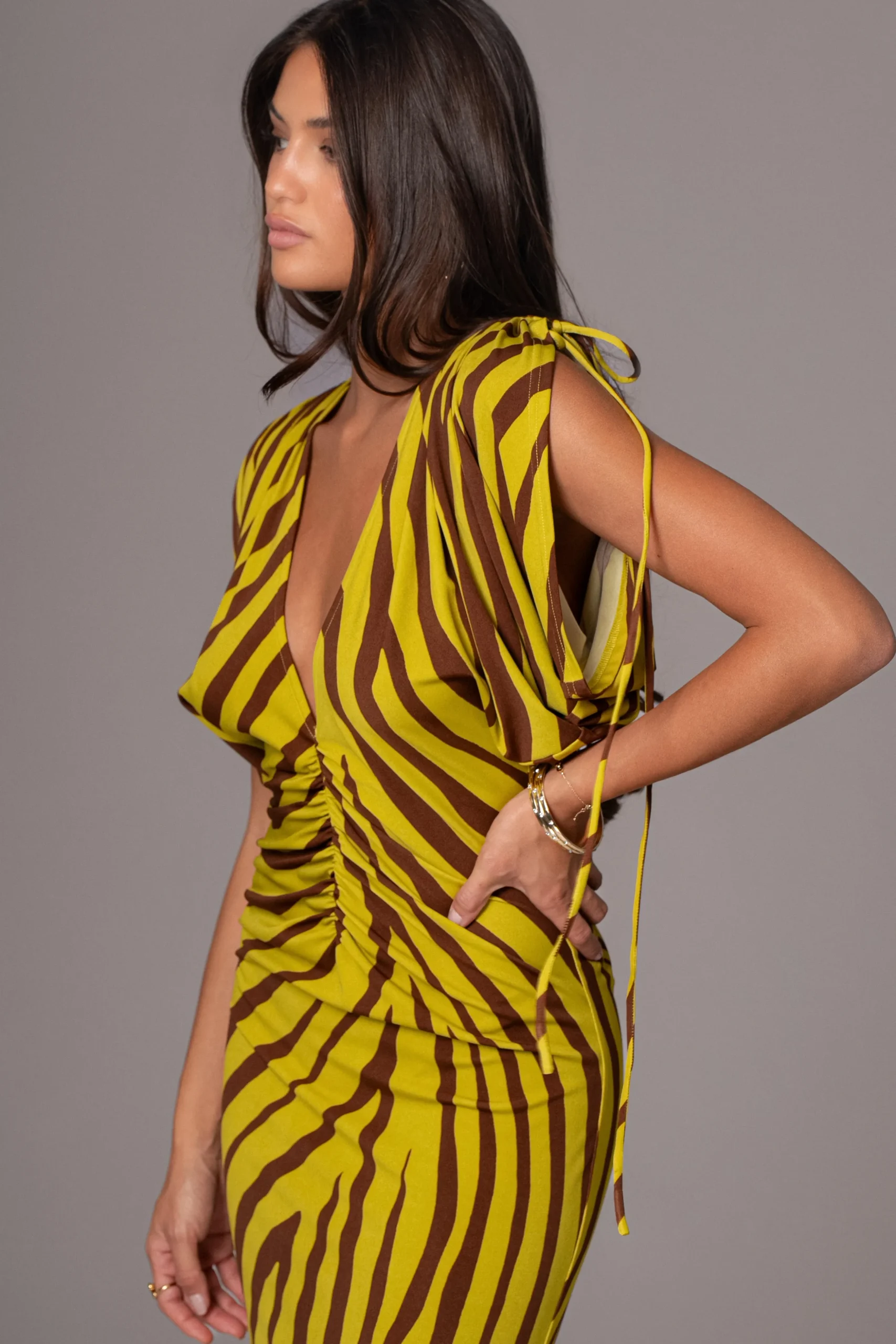 Lime Print Occasion Print Maxi Dress