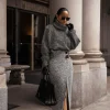 Lt. Grey Gisele Tweed Slit Skirt