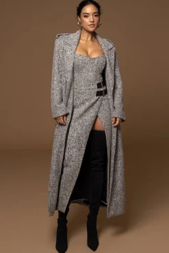 Lt. Grey Gisele Tweed Slit Skirt