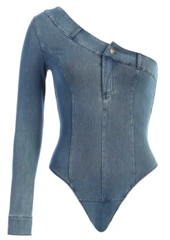 Medium Wash Button Me Up Bodysuit
