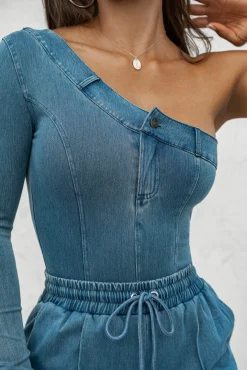 Medium Wash Button Me Up Bodysuit