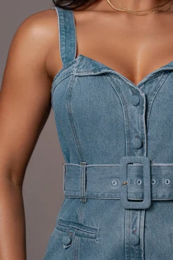 Medium Wash Celene Denim Maxi Dress