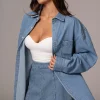 Medium Wash Denim Brandi Oversized Button Up