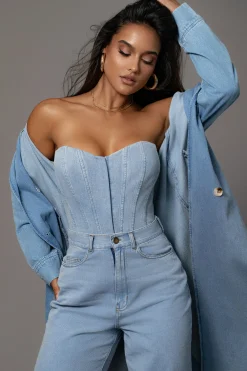 Medium Wash Denim Britney Corset