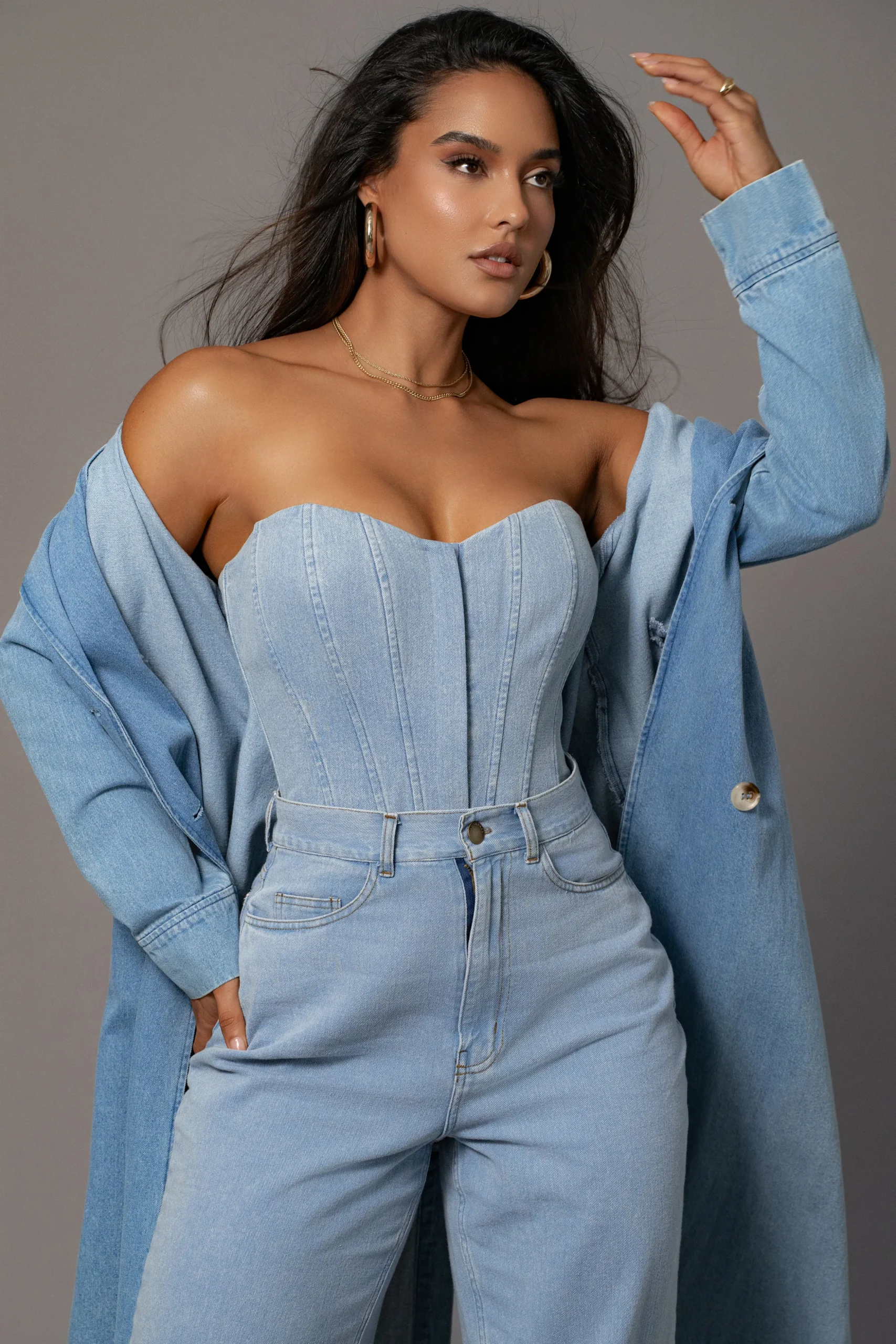Medium Wash Denim Britney Corset